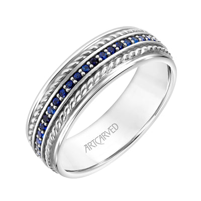 22-V8730SW100-G.00 - ARTCARVED - Low Dome Round Edge Carved Wedding Band