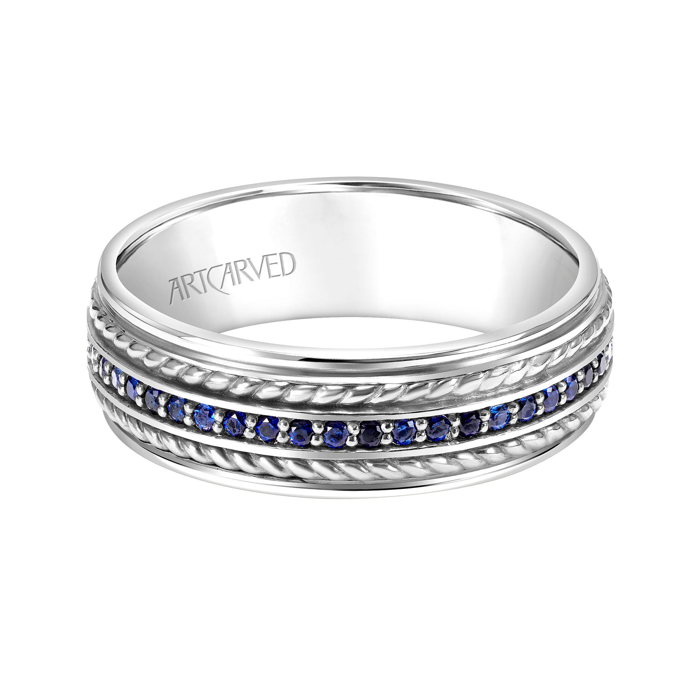 22-V8730SW100-G.00 - ARTCARVED - Low Dome Round Edge Carved Wedding Band