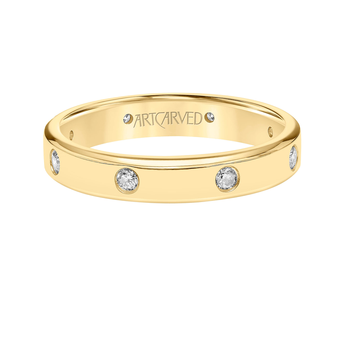 22-V8898Y4-G.00 - ARTCARVED - 4MM Flat Profile Band with 8 Diamond Accents