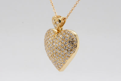 Estate 14KY 1.52 Cttw Diamond Heart Pendant