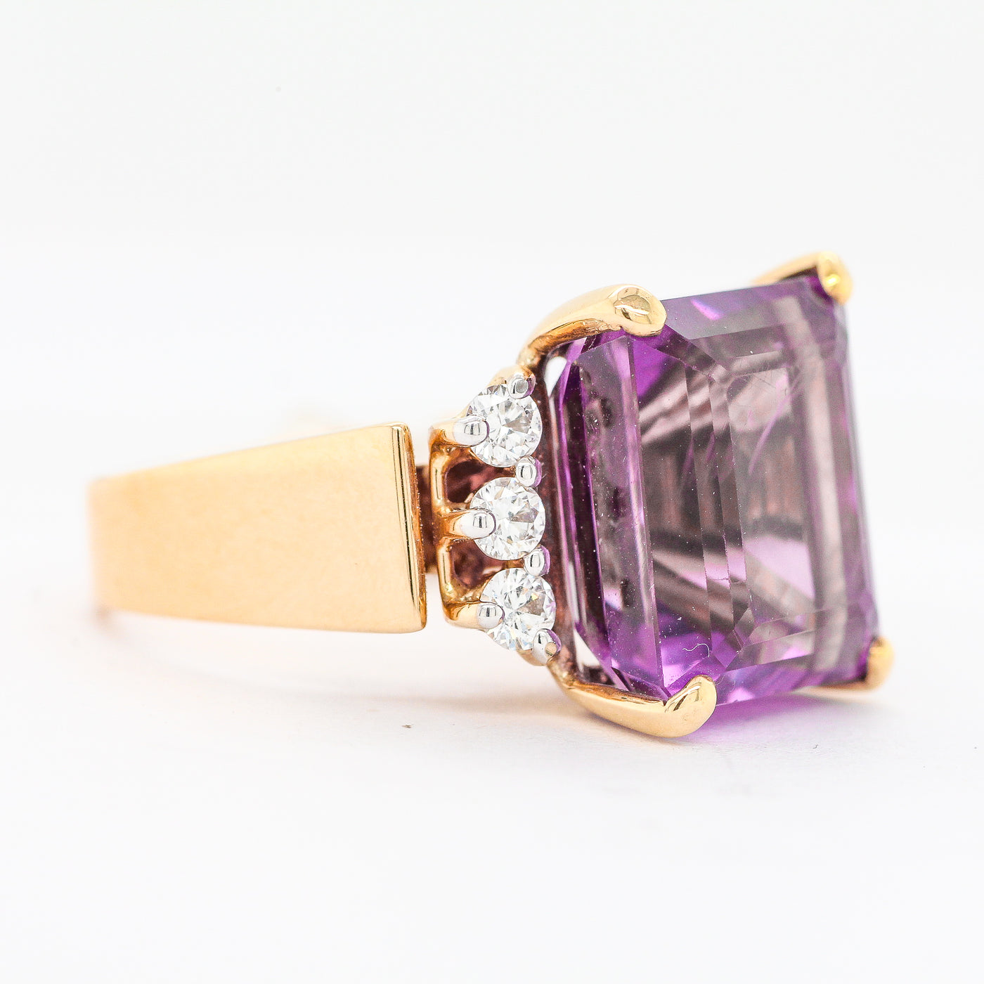 14KY AMETH/DIA RING