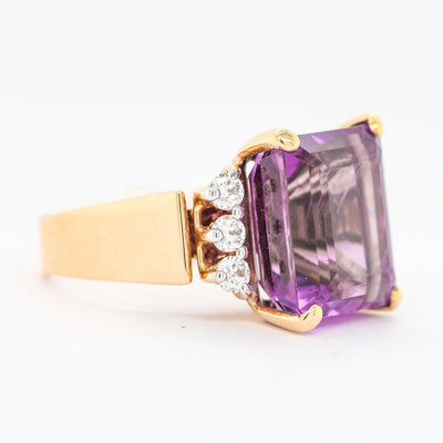 14KY AMETH/DIA RING