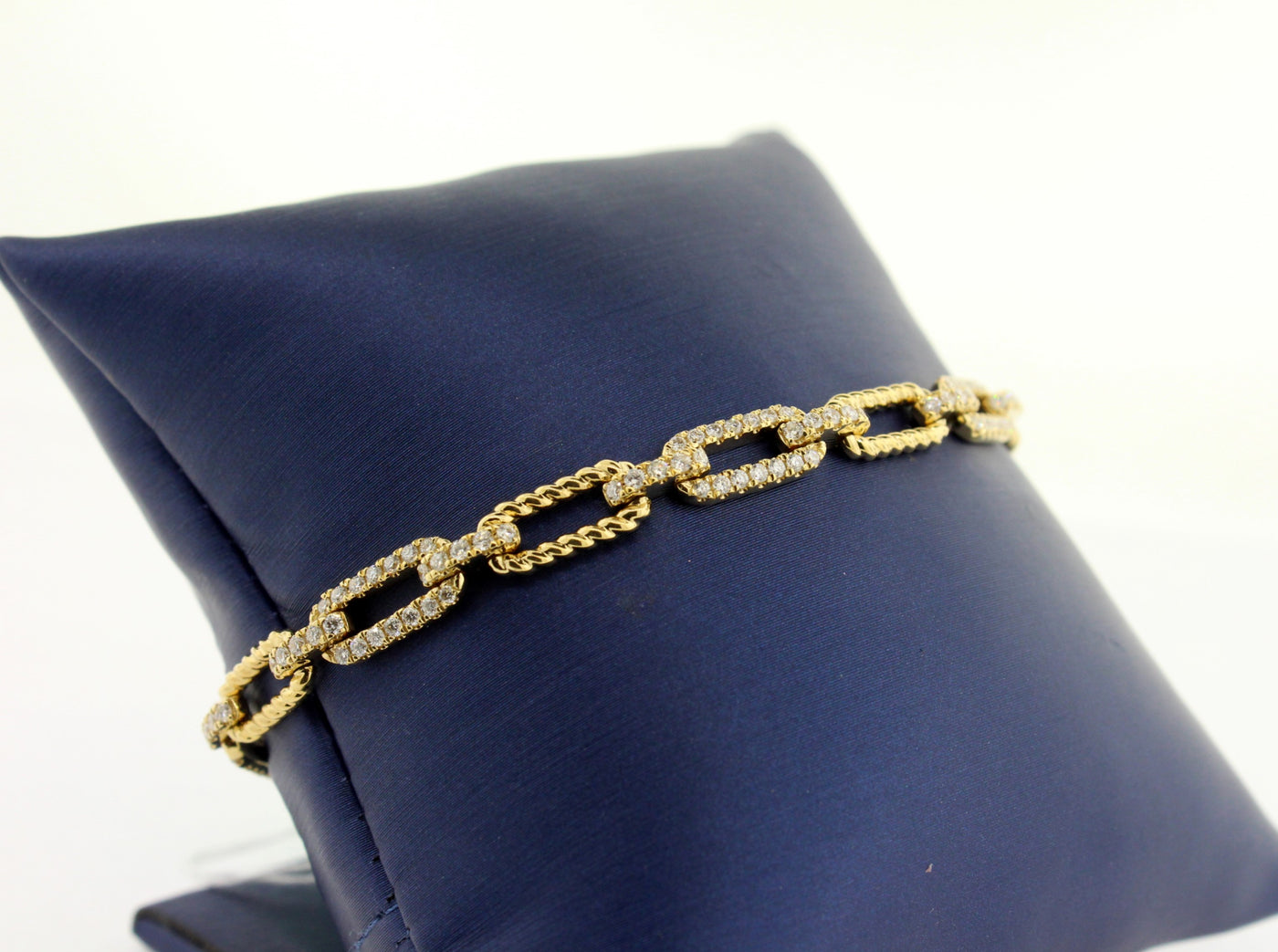 18KY Diamond Paperclip Chain Bracelet