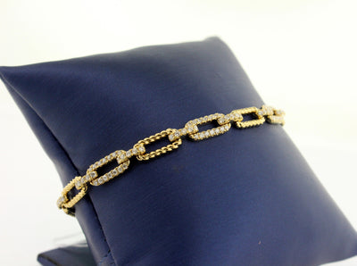 18KY Diamond Paperclip Chain Bracelet