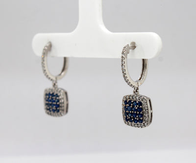 Estate 14KW .33 Cttw Sapphire and .33 Cttw Diamond Earrings