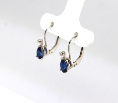Estate 14KW 1.00 Cttw Sapphire and .02 Cttw Diamond Earrings