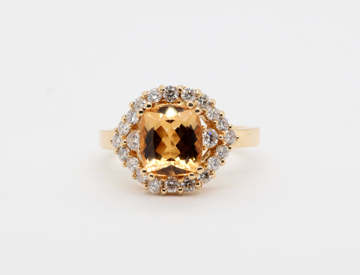 14ky 2.74 ct imperial topaz and diamond ring, .65 cttw g-si1