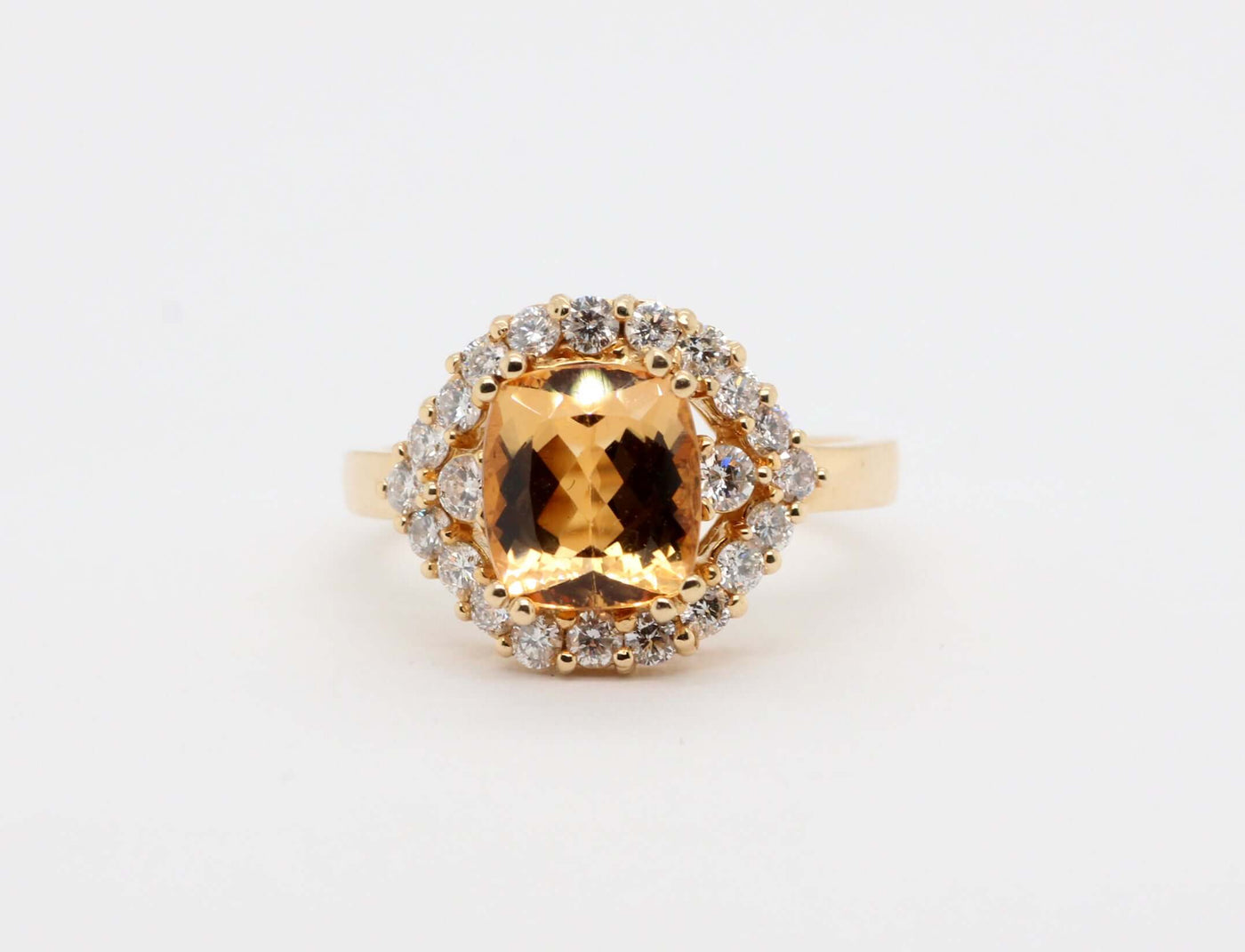 14ky 2.74 ct imperial topaz and diamond ring, .65 cttw g-si1