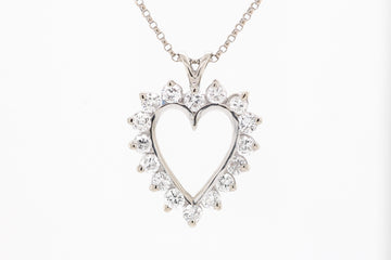 14KW 1.00CTTW DIAMOND HEART PENDANT