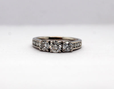 Estate 14KW 1.07 Cttw Diamond 3 Stone style Ring