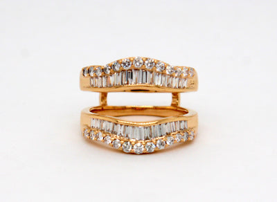 Estate 14KY 1.05 Cttw Round and Baguette Diamond Insert Ring