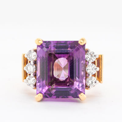 14KY AMETH/DIA RING