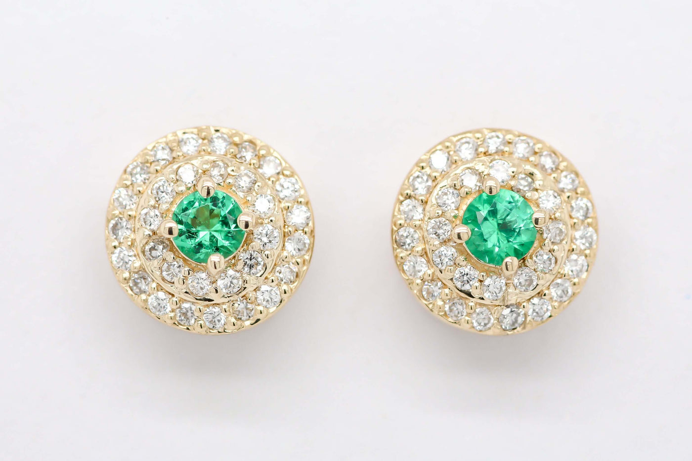 14KY .15 CTTW EMERALD AND DIAMOND EARRINGS, .20 CTTW GH-SI2 image