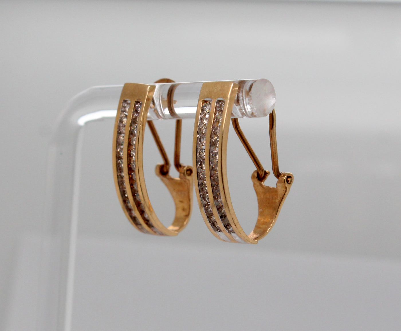 Estate 14KY .50 Cttw Diamond Hoop Earrings