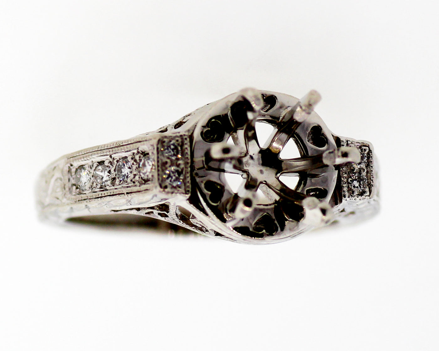 PLATINUM 1/2CTTW DIAMOND SEMI MOUNT RING
