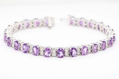 14KW 9.64 CTTW AMETHYST AND DIAMOND BRACELET, 2.51 CTTW