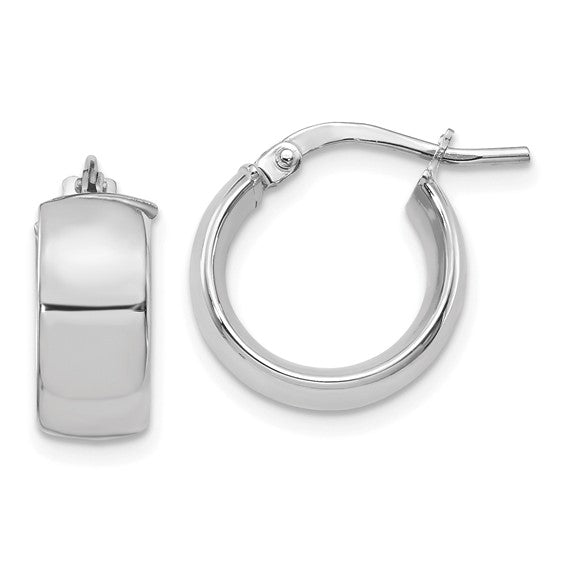 14KW Rhodium Plated 6mm High Polished Earrings 
LE1887W