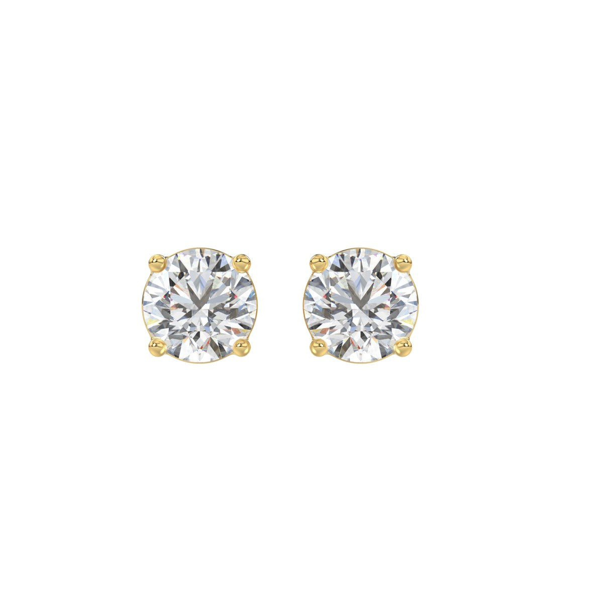 14KY 2.00 Cttw Lab Grown Round Brilliant Diamond Solitaire Earrings