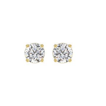 14KY 2.00 Cttw Lab Grown Round Brilliant Diamond Solitaire Earrings