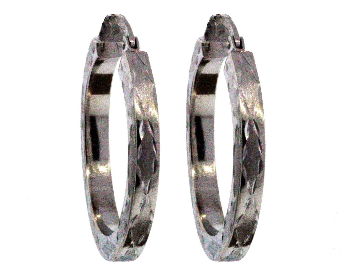 14KW HOOP ENGRAVED EARRINGS