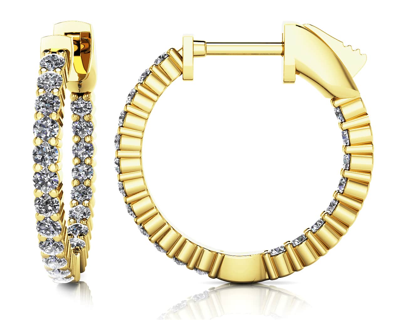14KY .87 CTTW DIAMOND HOOP EARRINGS, HI-SI2