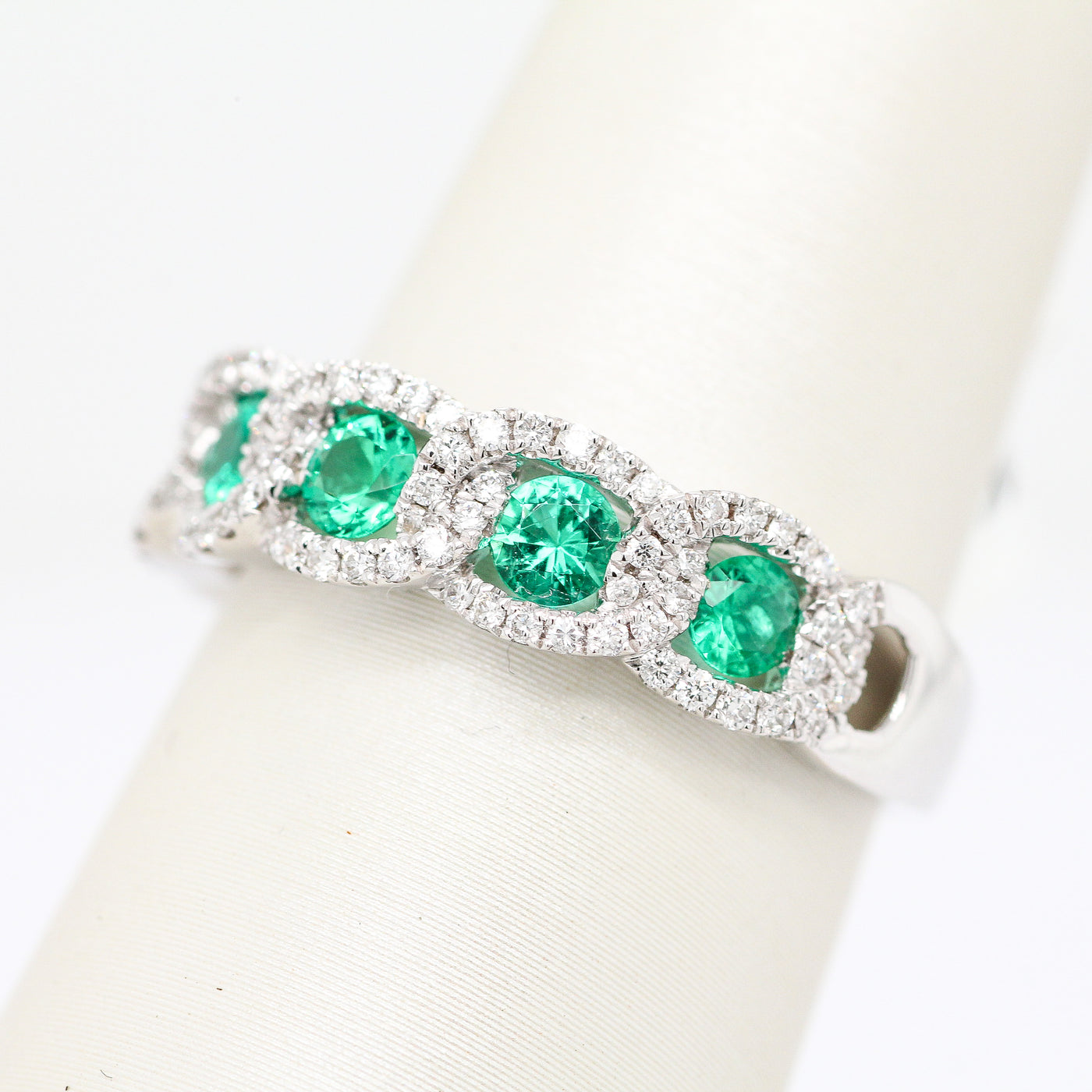 18KW .41 Cttw Emerald And .31 Cttw Diamond Ring