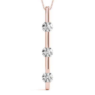 14K Rose Gold 1 ct tw Three Stone Diamond Pendant