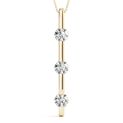 14K Yellow Gold 1 ct tw Three Stone Diamond Pendant
