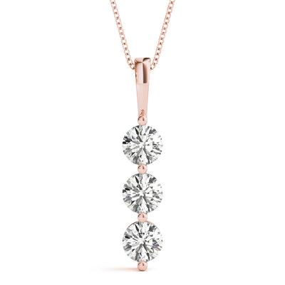 14K Rose Gold 1 ct tw Three Stone Diamond Pendant