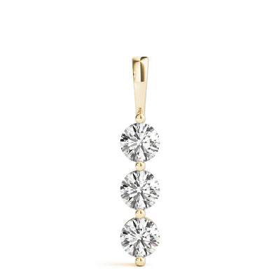 14K Yellow Gold 1 ct tw Three Stone Diamond Pendant