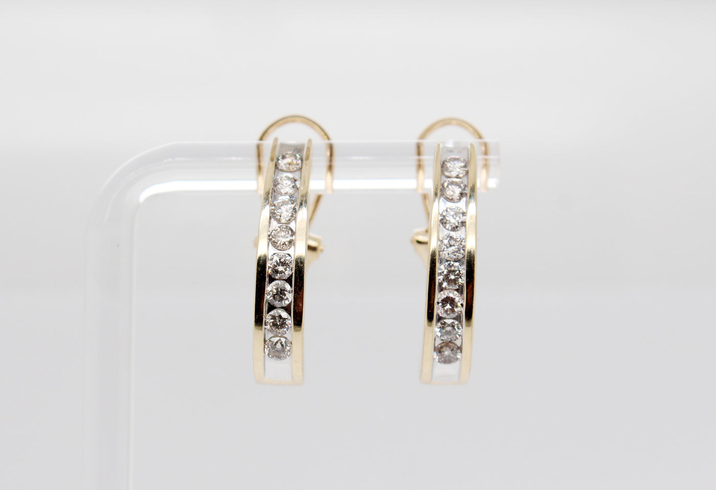Estate 14KY .50 Cttw Diamond Hoop Earrings