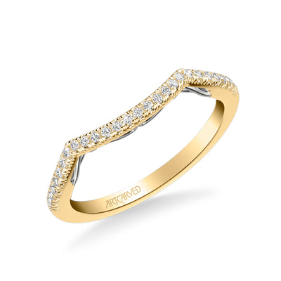 31-V1014YW-L.00 - ARTCARVED - Lyric Curved Diamond Wedding Band with Inner Carved details