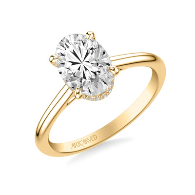 31-V1062HVY-E.01 - ARTCARVED - Classic Solitaire Engagement Ring with Floating Hidden Halo and Polished Shank