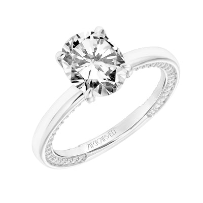31-V802GVW-E.01 - ARTCARVED - Diamond Engagement Ring with High Polished Shank with Diamond Accented Prongs & Row of Interior Diamonds