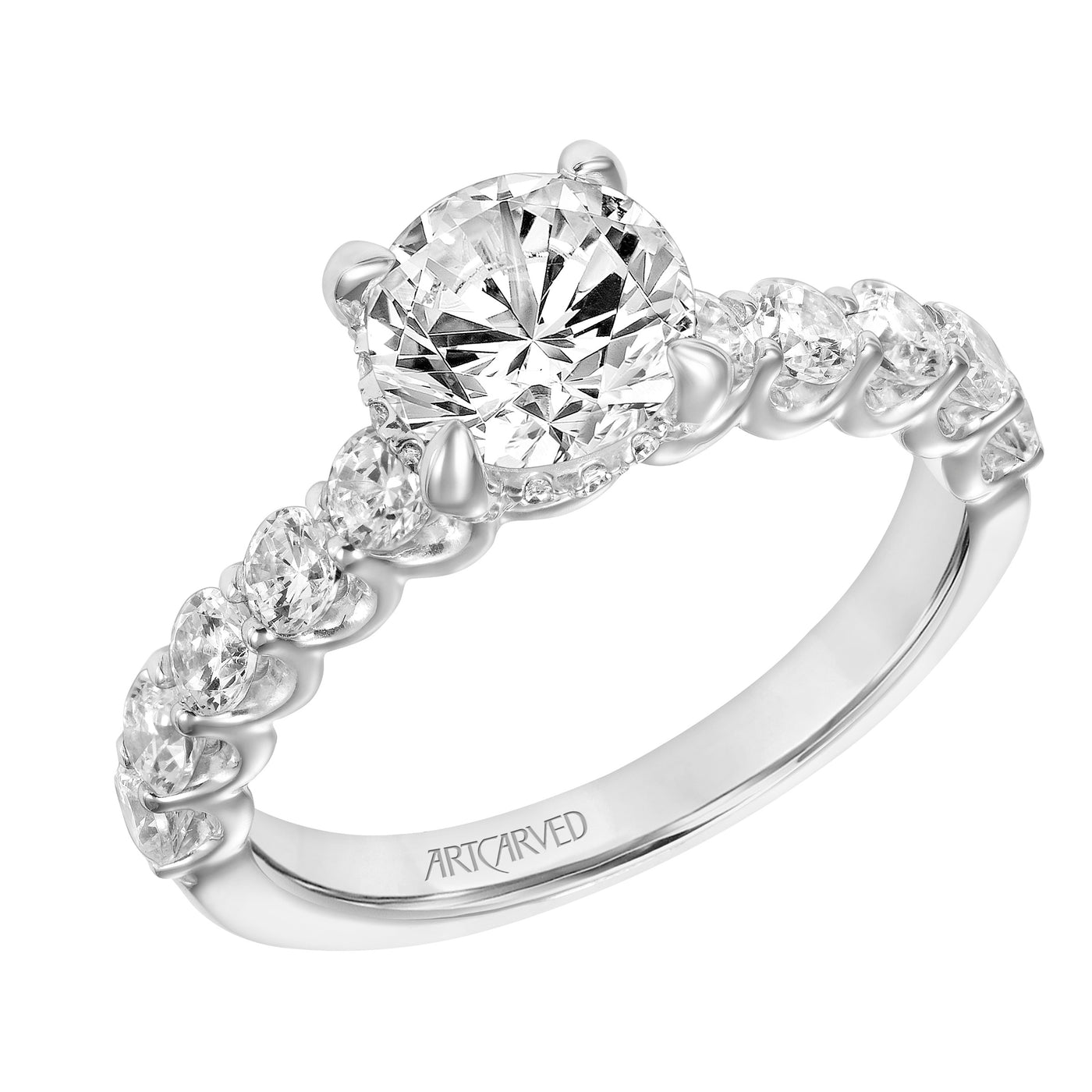 31-V864GRW-E.01 - ARTCARVED - Diamond Engagement Ring with U-Shaped Diamond setting