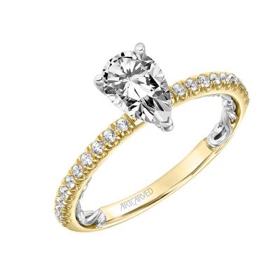 31-V910EPYW-E.01 - ARTCARVED - Lyric Engagement Ring with  Inner Carved details and Diamond Shank