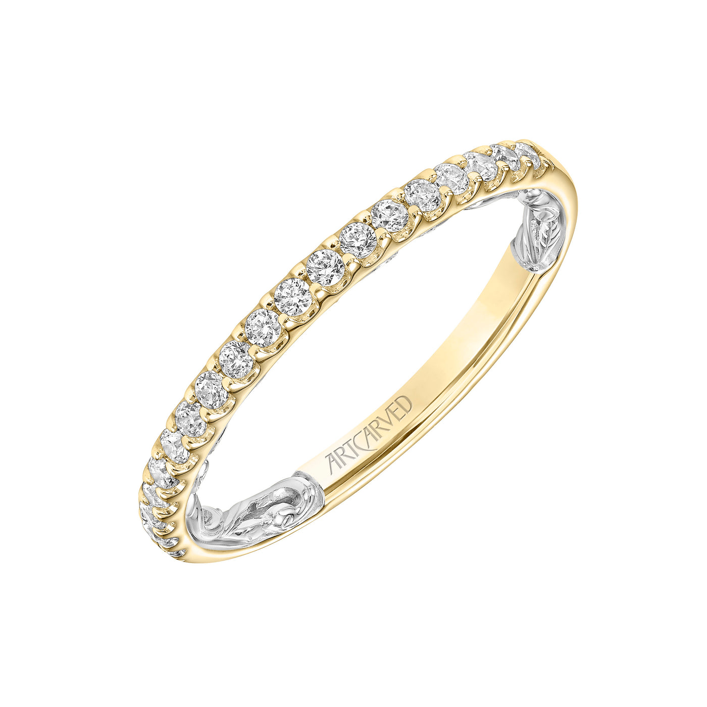 31-V934YW-L.00 - ARTCARVED - Lyric Diamond Wedding Band with Inner Carved details
