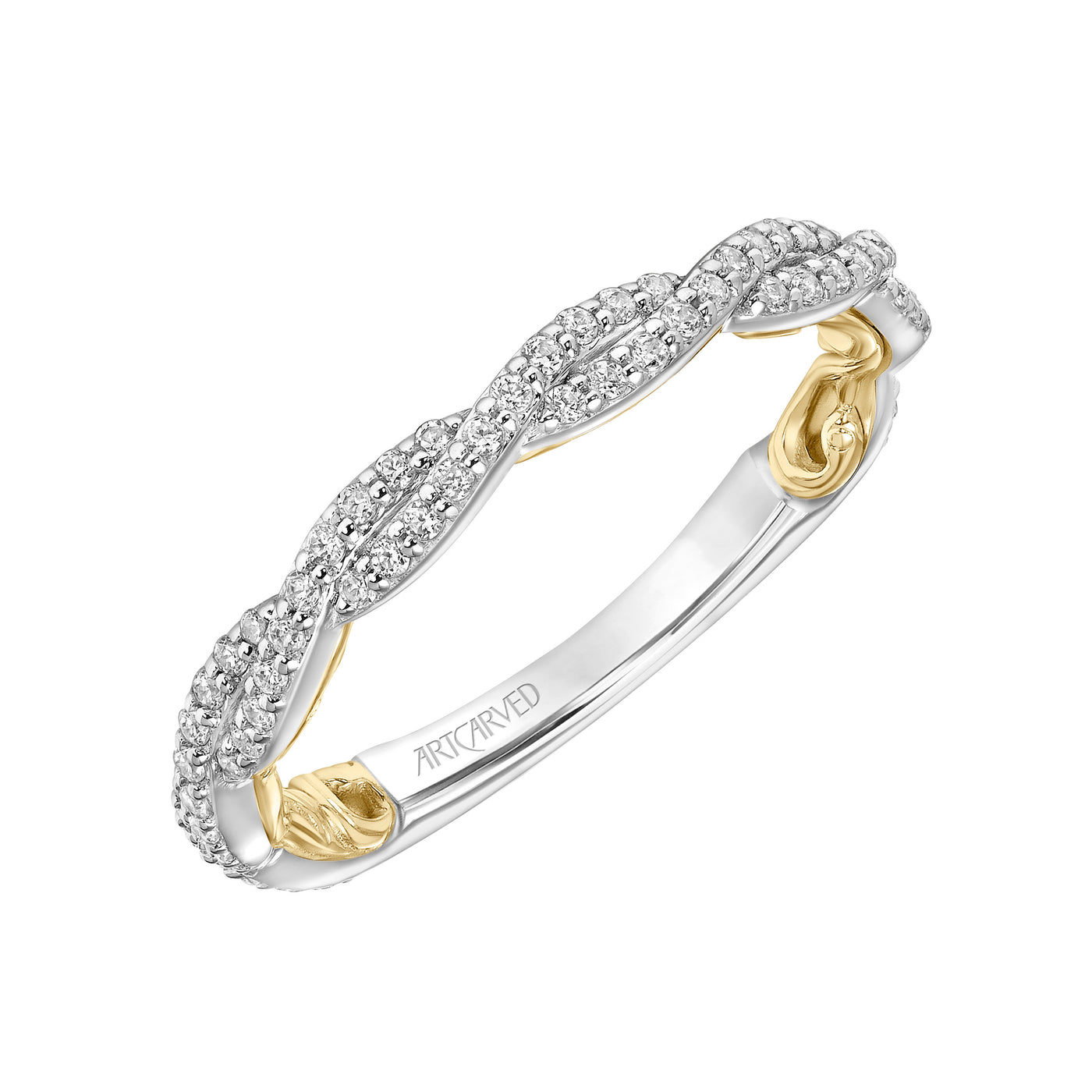 31-V959WY-L.00 - ARTCARVED - Lyric Twist Diamond Wedding Band with Inner Carved details