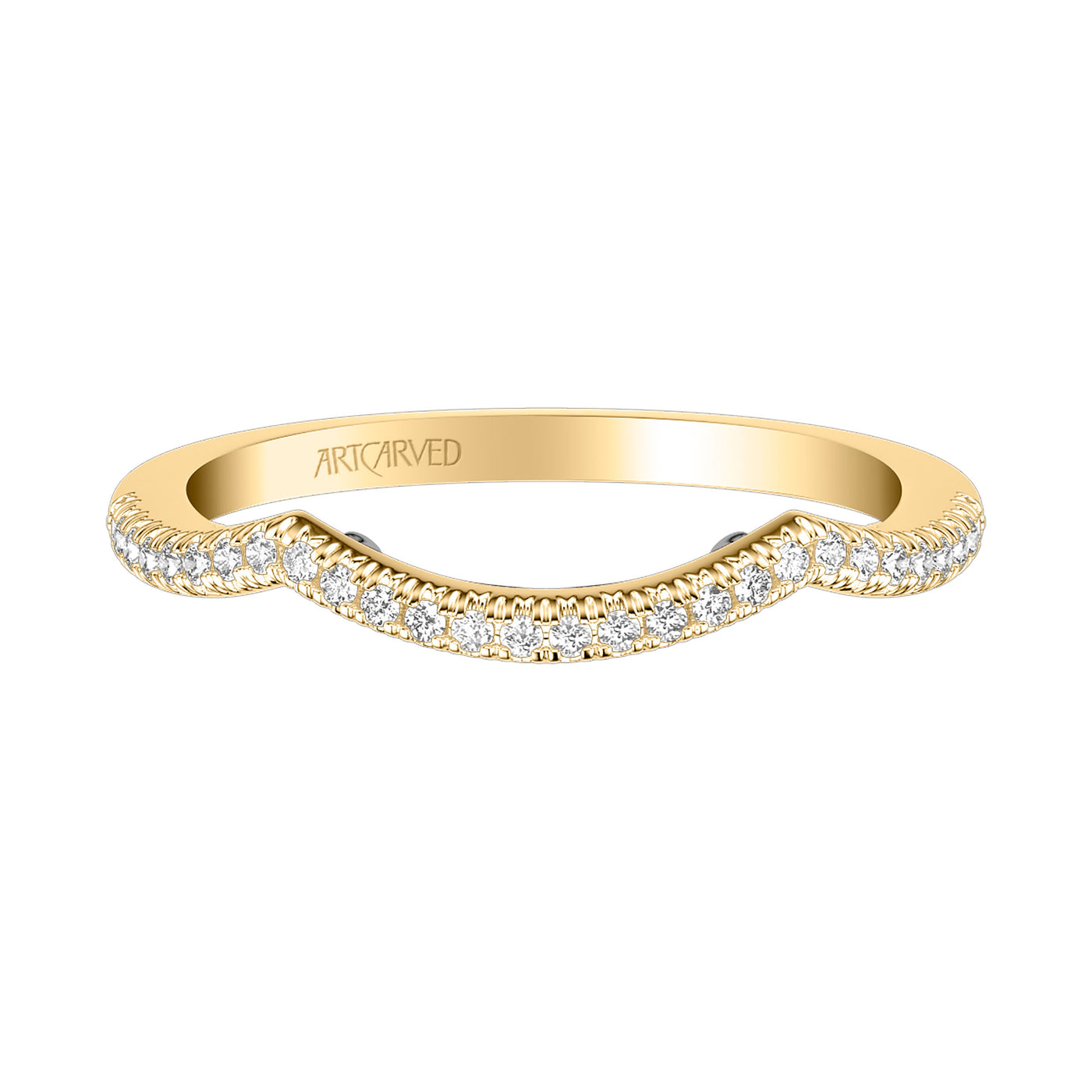 31-V1014YW-L.00 - ARTCARVED - Lyric Curved Diamond Wedding Band with Inner Carved details