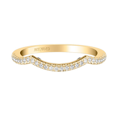 31-V1014YW-L.00 - ARTCARVED - Lyric Curved Diamond Wedding Band with Inner Carved details