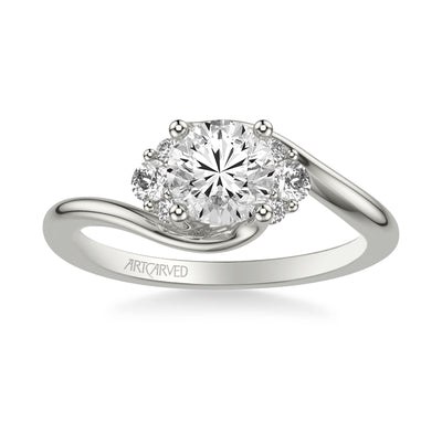 31-V1030ERW-E.00 - ARTCARVED - Classic Engagement Ring with Round Side Stones and Bypass Shank