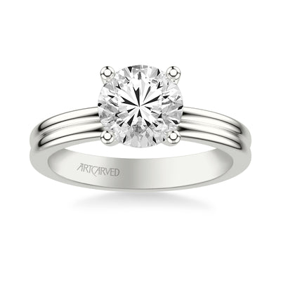31-V1086IRW-E.01 - ARTCARVED -  Classic Solitaire Engagement Ring with Double Polished Shank