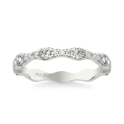 31-V1088Y-L.00 - ARTCARVED -  Classic Wedding Band with Graduated Diamond sizes and scalloping design