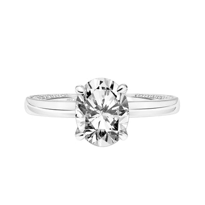 31-V802GVW-E.01 - ARTCARVED - Diamond Engagement Ring with High Polished Shank with Diamond Accented Prongs & Row of Interior Diamonds