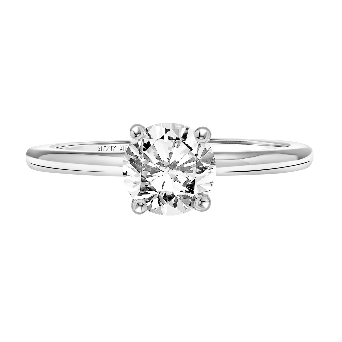 31-V815ERW-E.01 - ARTCARVED - Diamond Solitaire Engagement Ring with Diamond Collar and Polished Shank