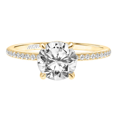 31-V820GRY-E.01 - ARTCARVED - Classic Engagement Ring with Diamond Accented Basket and Diamond Shank