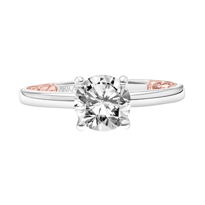31-V904GRWR-E.01 - ARTCARVED - Lyric Solitaire Diamond Engagement Ring with Inner Carved details and Polished Shank