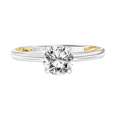 31-V905ERWY-E.01 - ARTCARVED - Lyric Solitaire Diamond Engagement Ring  with Inner Carved details and Polished Shank