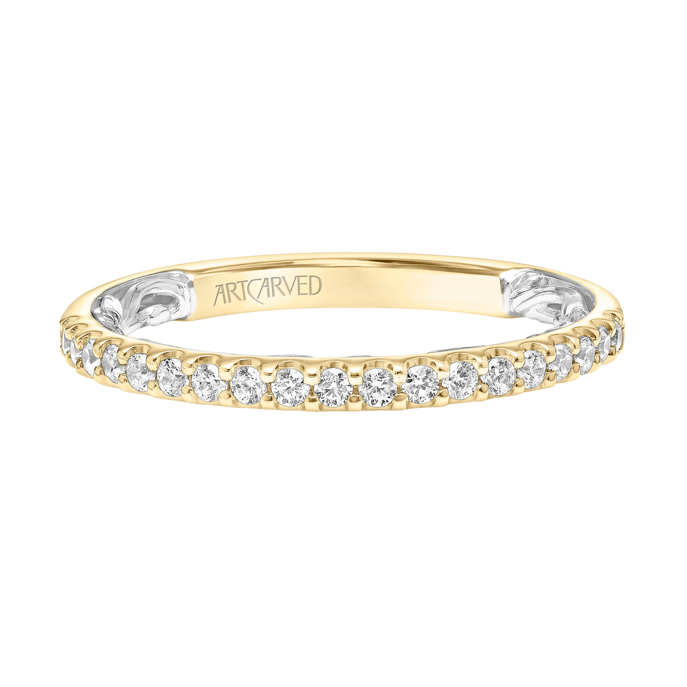 31-V908YW-L.00 - ARTCARVED - Lyric Diamond Wedding Band with Inner Carved details