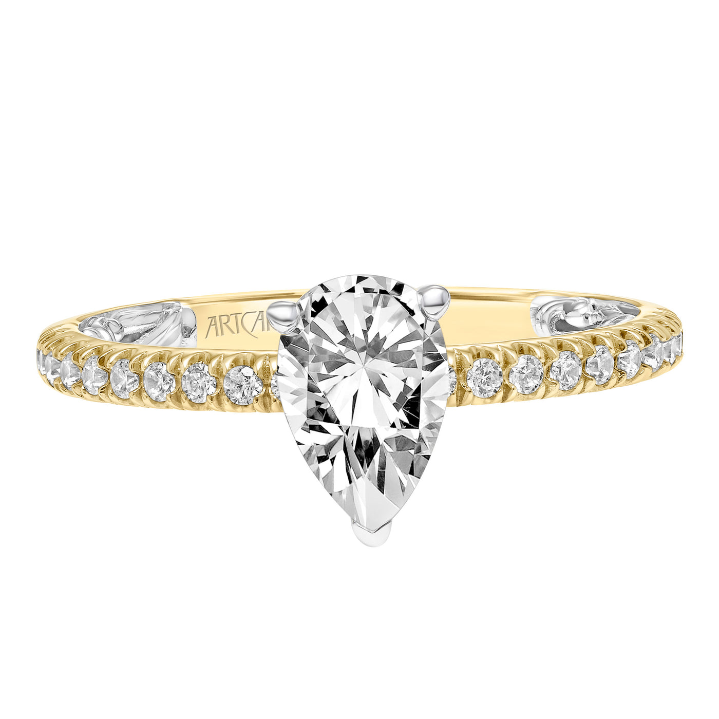31-V910EPYW-E.01 - ARTCARVED - Lyric Engagement Ring with  Inner Carved details and Diamond Shank